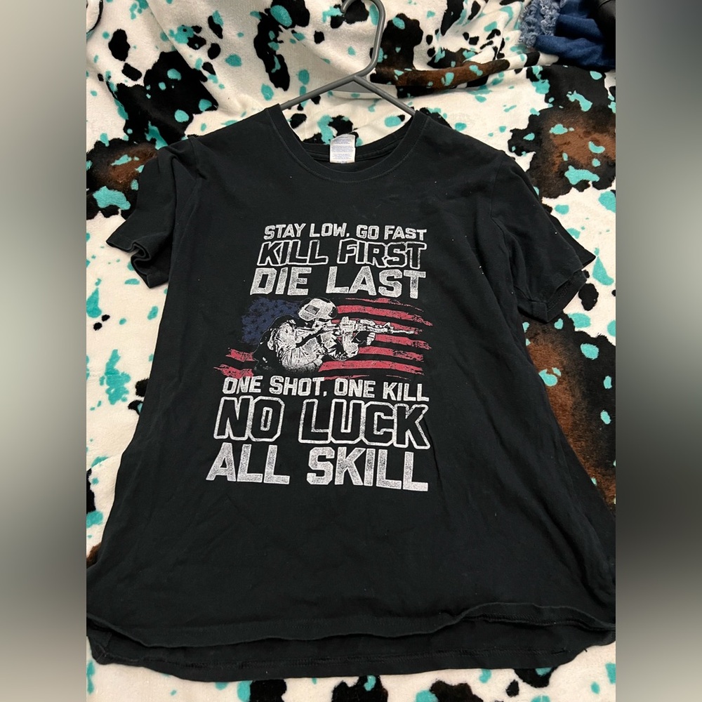 Black Graphic T-Shirt with Bold Text